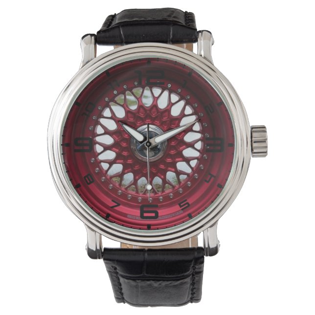 Red Mesh Wheels Men's Watch (Front)