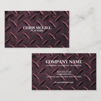 Red Metal Texture Custom Construction Worker Business Card