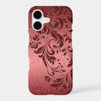 Red Metallic Brushed Aluminium & Burgundy Lace