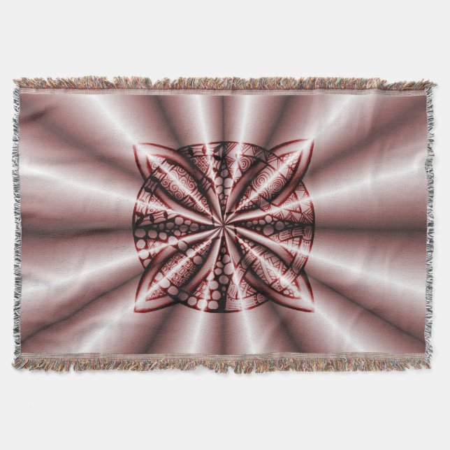 Red Metallic Celtic Knot Original Art Throw Blanket (Front)