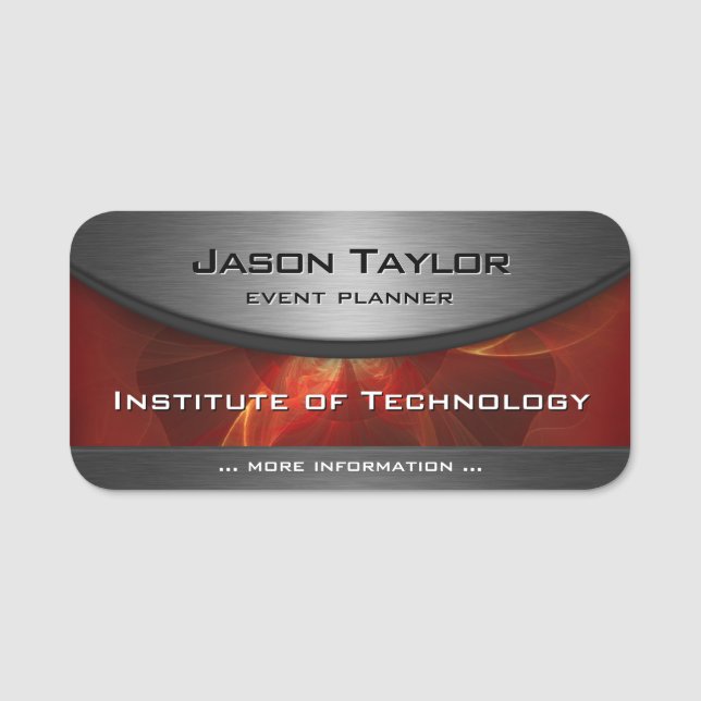 Red Metallic Elegance Name Tag (Front)