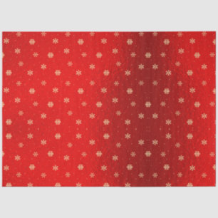 Red Metallic Foil Golden Snowflakes Christmas Tissue Paper