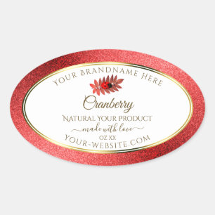 Red Metallic Glitter White Product Labels Ladybug