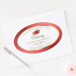Red Metallic Glitter White Product Labels Ladybug