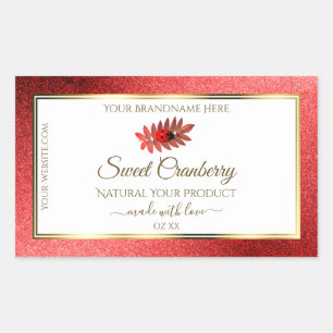 Red Metallic Glitter White Product Labels Ladybug