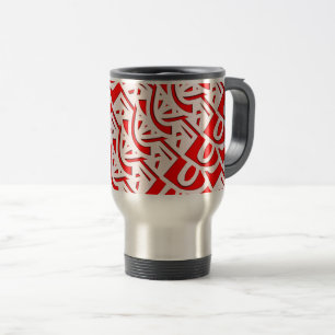 Red Metallic Monogram Pattern Travel Mug