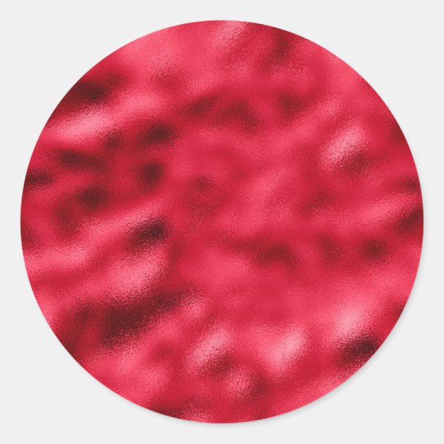 Red Metallic Satin Elegant Modern Pretty Classic Round Sticker (Front)