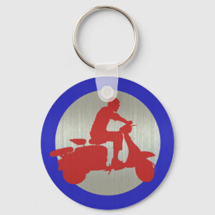 Red Metallic Scooter Rider Target Key Ring