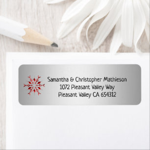 Red Metallic Snowflake on Silver Christmas