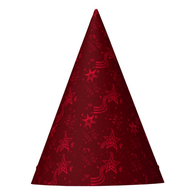 Red Metallic Stars-PAPER PARTY HATS (Front)