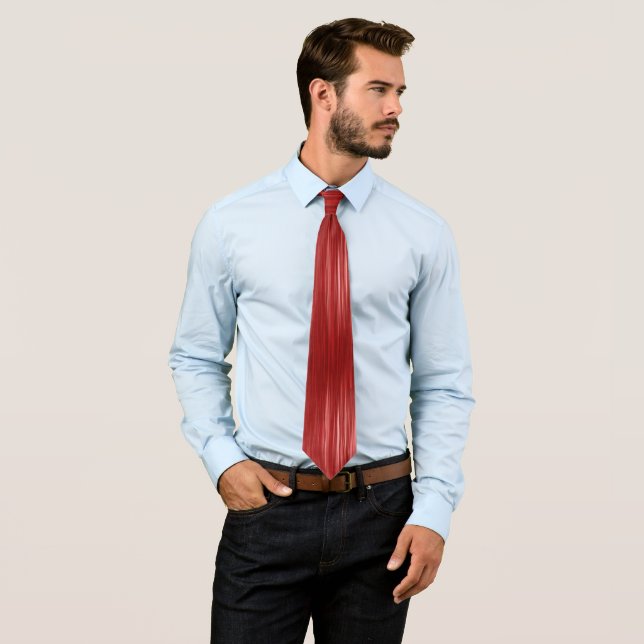 Red Metallic Stripes Pattern Tie (In Situ)