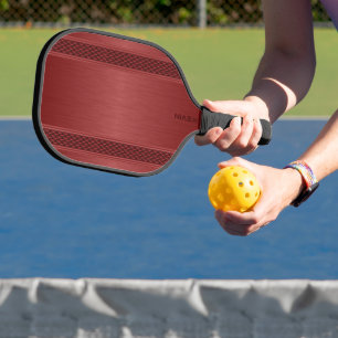 Red Metallic Texture Personalised Monogram  Pickleball Paddle