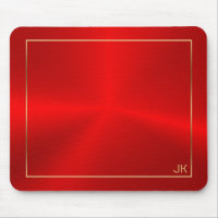 Red Metallic Texture With Gold Frame Mouse Pad