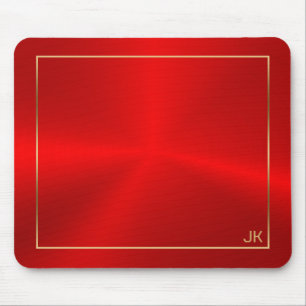 Red Metallic Texture With Gold Frame Mouse Pad