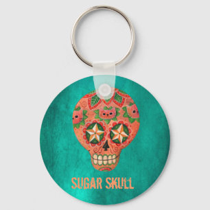 Red Mexican Sugar Skull Key Ring