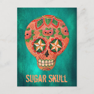 Red Mexican Sugar Skull Postcard