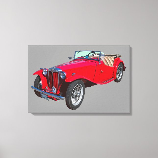 Red MG Convertible Antique Sports Car Canvas Print (Front)