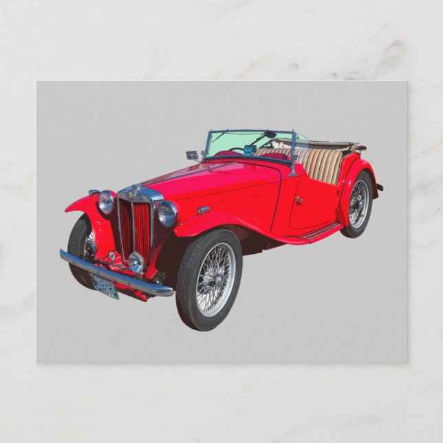 Red MG Convertible Antique Sports Car Postcard (Front)