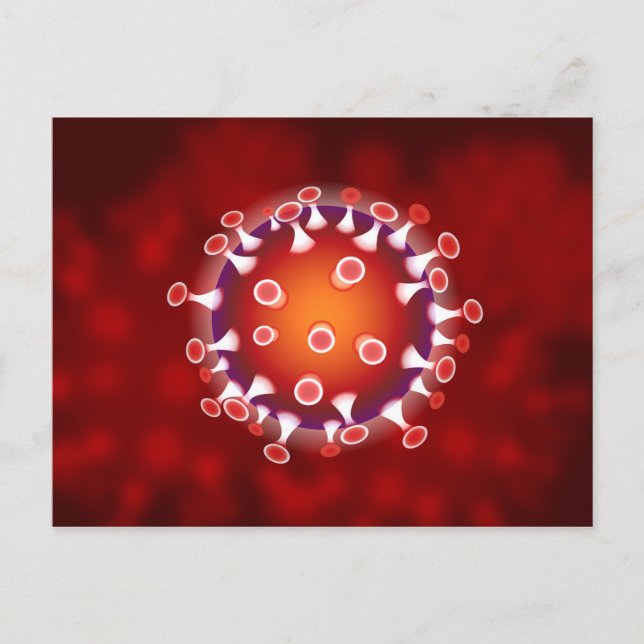Red Microscopic Germ Virus Biology Postcard (Front)