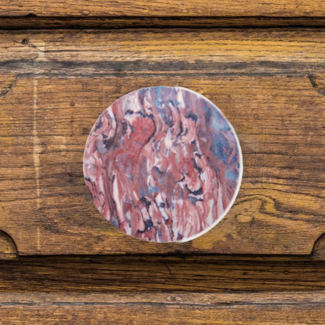 Red Mineral Stone Abstract Pattern Ceramic Knob (In Situ)