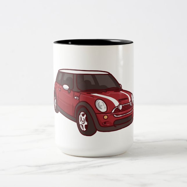 Red Mini Cooper Two-Tone Coffee Mug (Center)