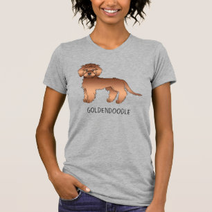 Red Mini Goldendoodle Cartoon Dog & Text T-Shirt