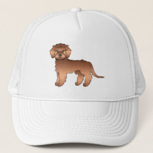 Red Mini Goldendoodle Cute Cartoon Dog Trucker Hat