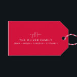Red Minimal Personalised A Gift From Family Name  Gift Tags<br><div class="desc">Minimalist Personalised A Gift From Family Name Gift Tags in Christmas Red</div>