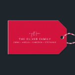 Red Minimal Personalised A Gift From Family Name  Gift Tags<br><div class="desc">Minimalist Personalised A Gift From Family Name Gift Tags in Christmas Red</div>