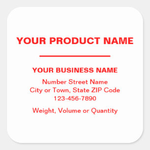 Red Minimal Plain Texts of Product on White Square Sticker