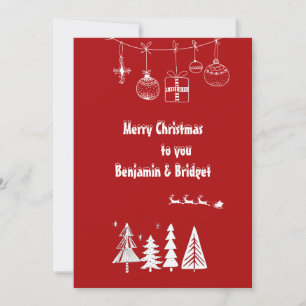 red minimal scandinavian holiday card