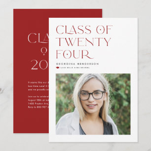 Red Minimalist Class of 2024 Photo Graduation Announcement