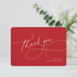 Red Minimalist Elegant Script Christmas Thank You