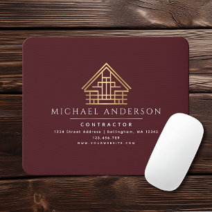 Red Minimalist Home Building Construction Mouse Mat