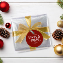 Red Minimalist Merry & Bright Christmas