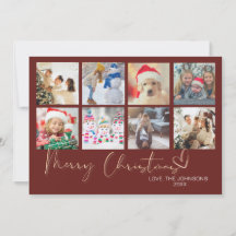 Red Minimalist Merry Christmas 9 Photo Collage