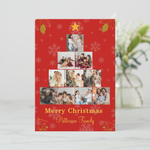 Red Minimalist Merry Christmas Photo Collage Invitation