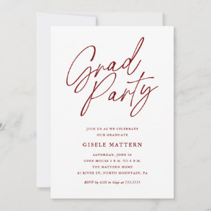 Red Minimalist Modern Graduation Party Invitation