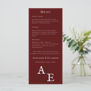 Red Minimalist Monogram Wedding Menu