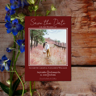 Red Minimalist Photo Save The Date