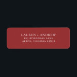 Red Minimalist Return Address Label<br><div class="desc">Minimalist return address label. You can personalise by modifying the names and address,  and changing the colours to match your wedding theme.</div>