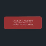 Red Minimalist Return Address Label<br><div class="desc">Minimalist return address label. You can personalise by modifying the names and address,  and changing the colours to match your wedding theme.</div>