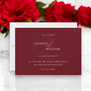 Red  Minimalist Save The Date Wedding Announce Announcement