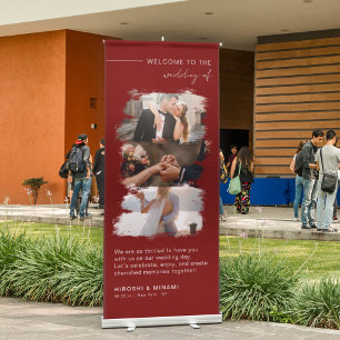 Red Minimalist Wedding Welcome Custom Photos Retractable Banner