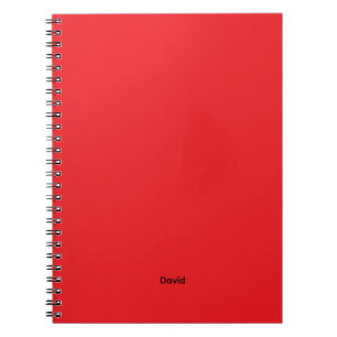 Red Minimalistic Custom Name Personalised Notebook