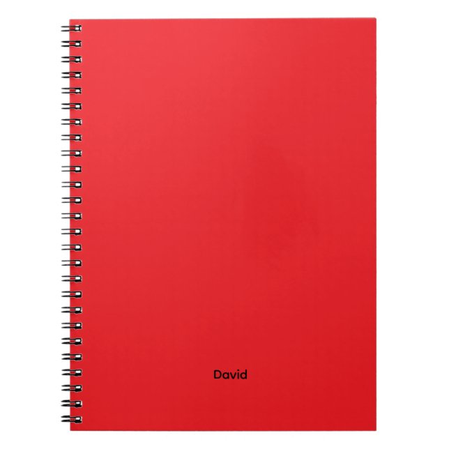 Red Minimalistic Custom Name Personalised Notebook (Front)