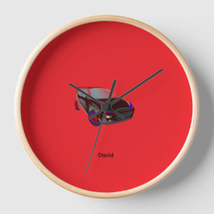 Red Minimalistic Custom Photo Name Personalised  Clock