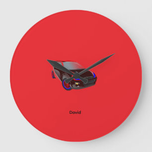Red Minimalistic Custom Photo Name Personalised Large Clock