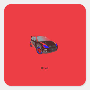 Red Minimalistic Custom Photo Name Personalised Square Sticker