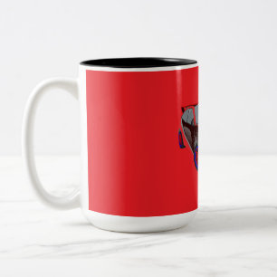 Red Minimalistic Custom Photo Name Personalised Two-Tone Coffee Mug